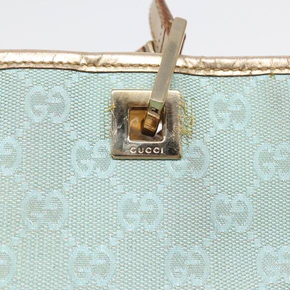 GUCCI GG Canvas Tote Bag Light Blue Gold 002 002 - Picture 10 of 16